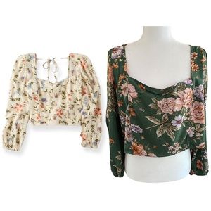 American Eagle • Sweetheart Neck Line Ruched Front smocked low back blouse